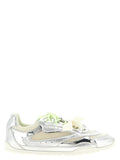 PINKO Silver Leather Athletic Sneakers
