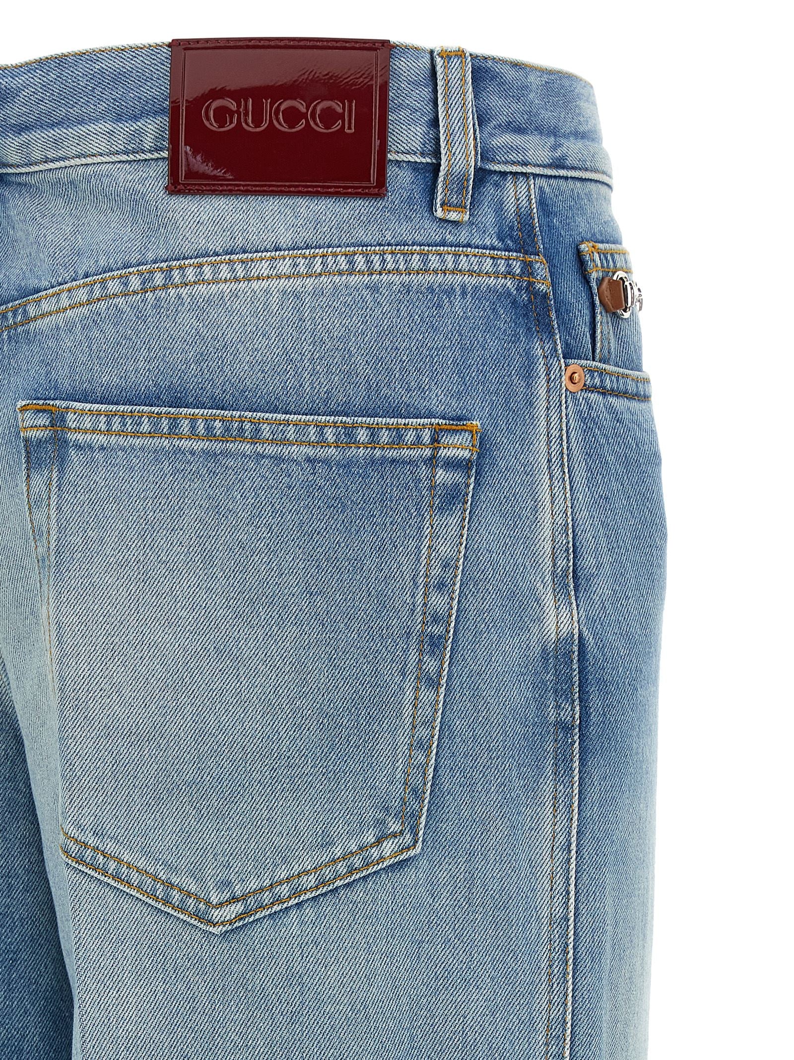 Gucci Blue Cotton Flared Jeans