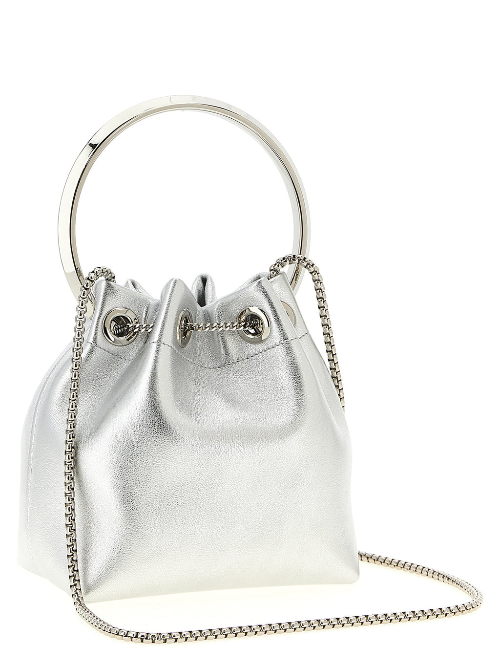 Jimmy Choo Silver Lamb Leather Handbag