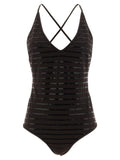 Brunello Cucinelli Brown Polyamide One-Piece Swimsuit