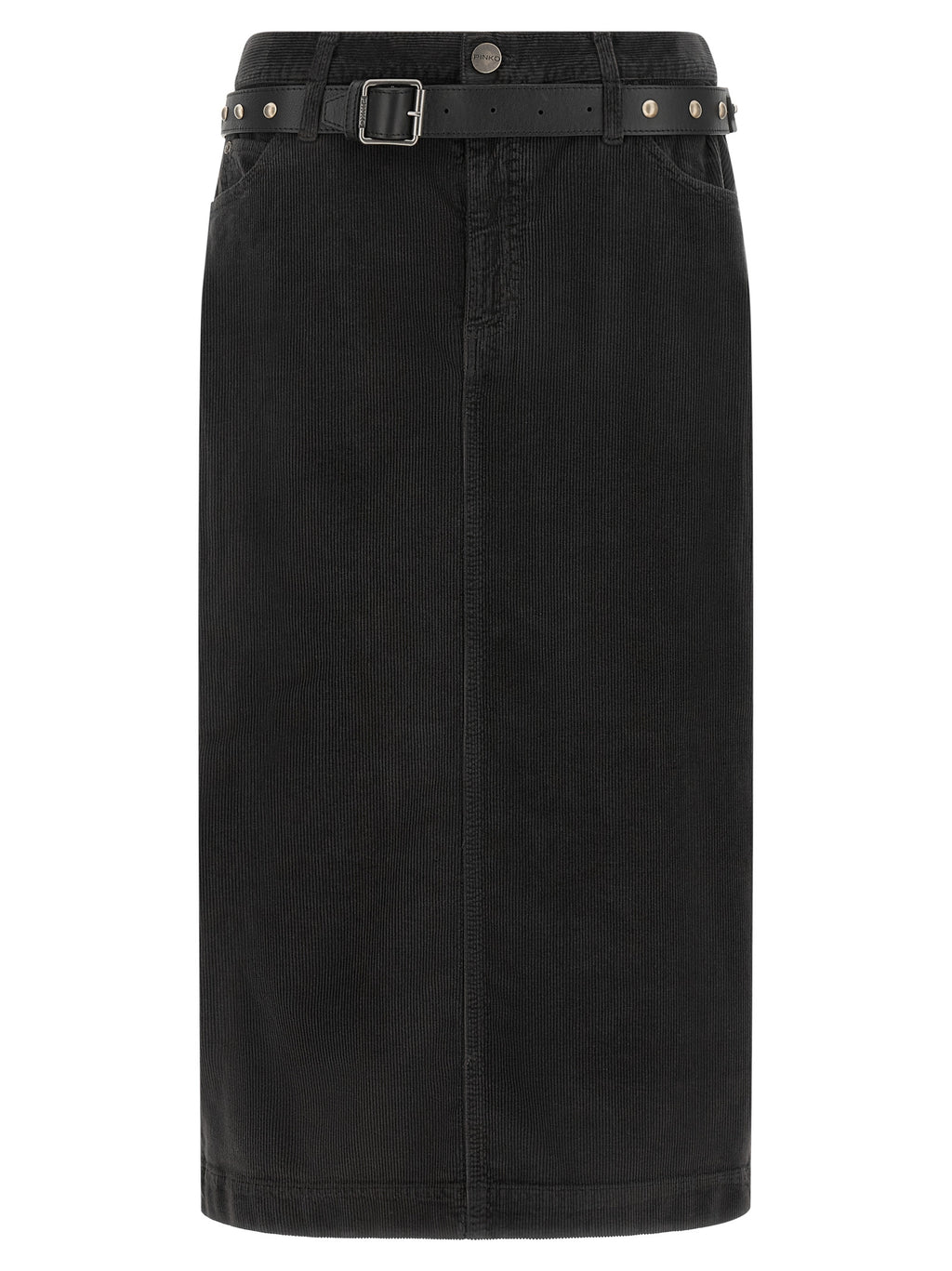 PINKO Black Cotton Midi Skirt