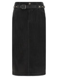 PINKO Black Cotton Midi Skirt