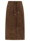 'S Max Mara Gold Lamb Leather Midi Skirt
