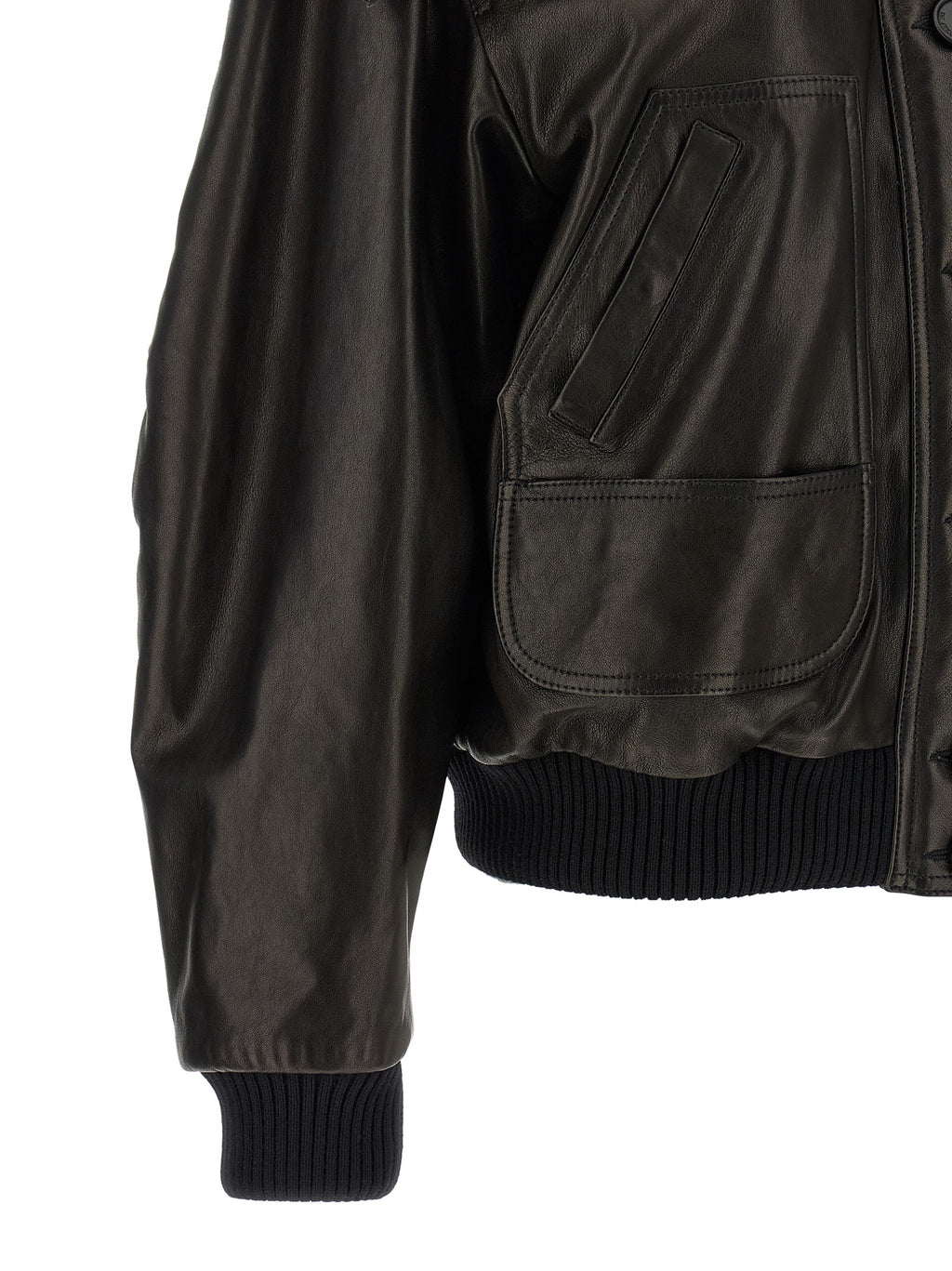 The Attico Black Lamb Leather Leather Jacket