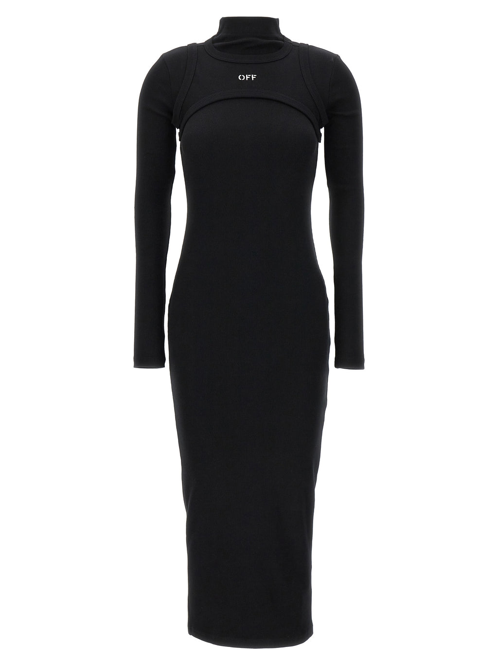 Off-White Black Cotton Midi Dress