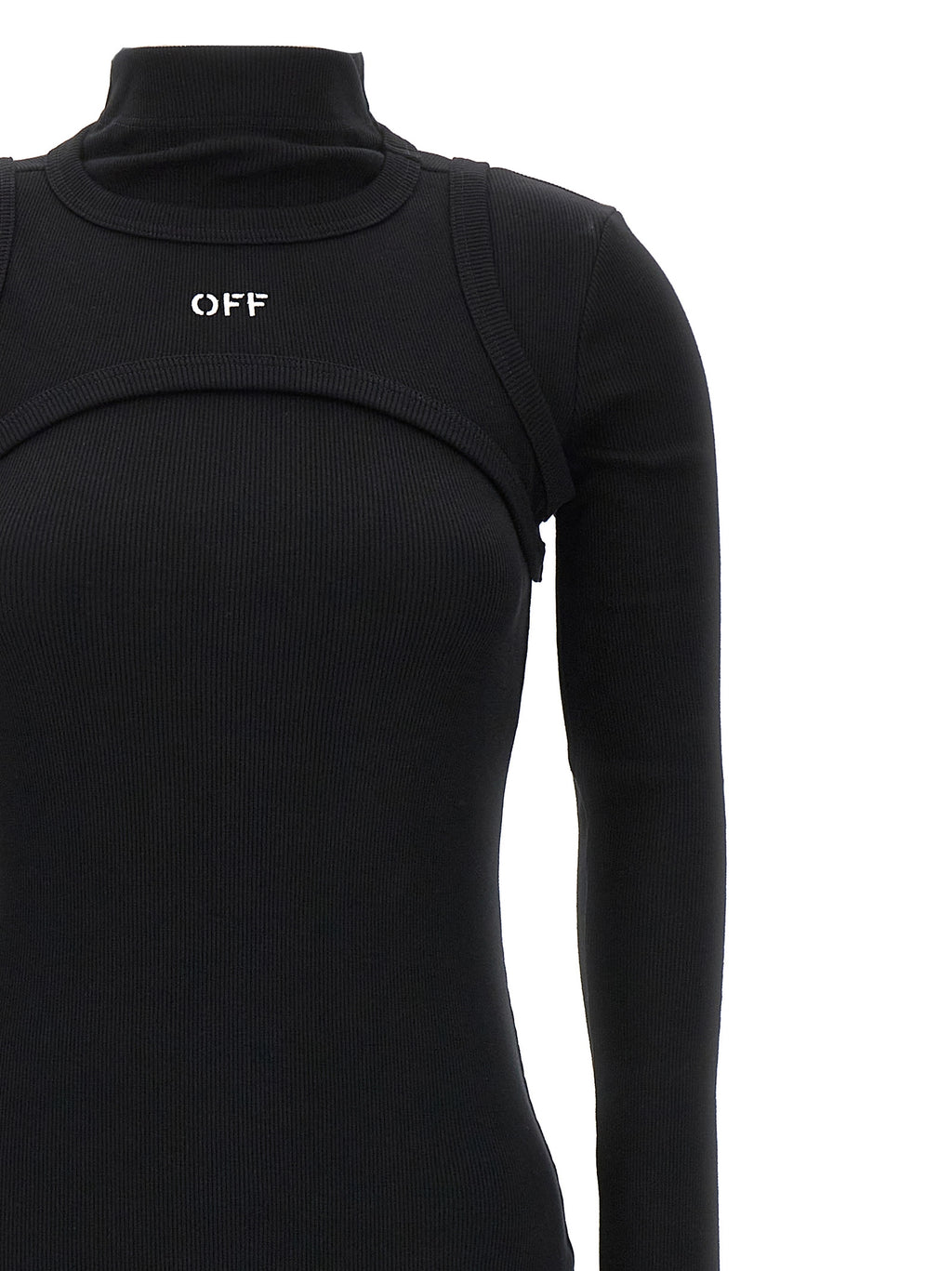Off-White Black Cotton Midi Dress