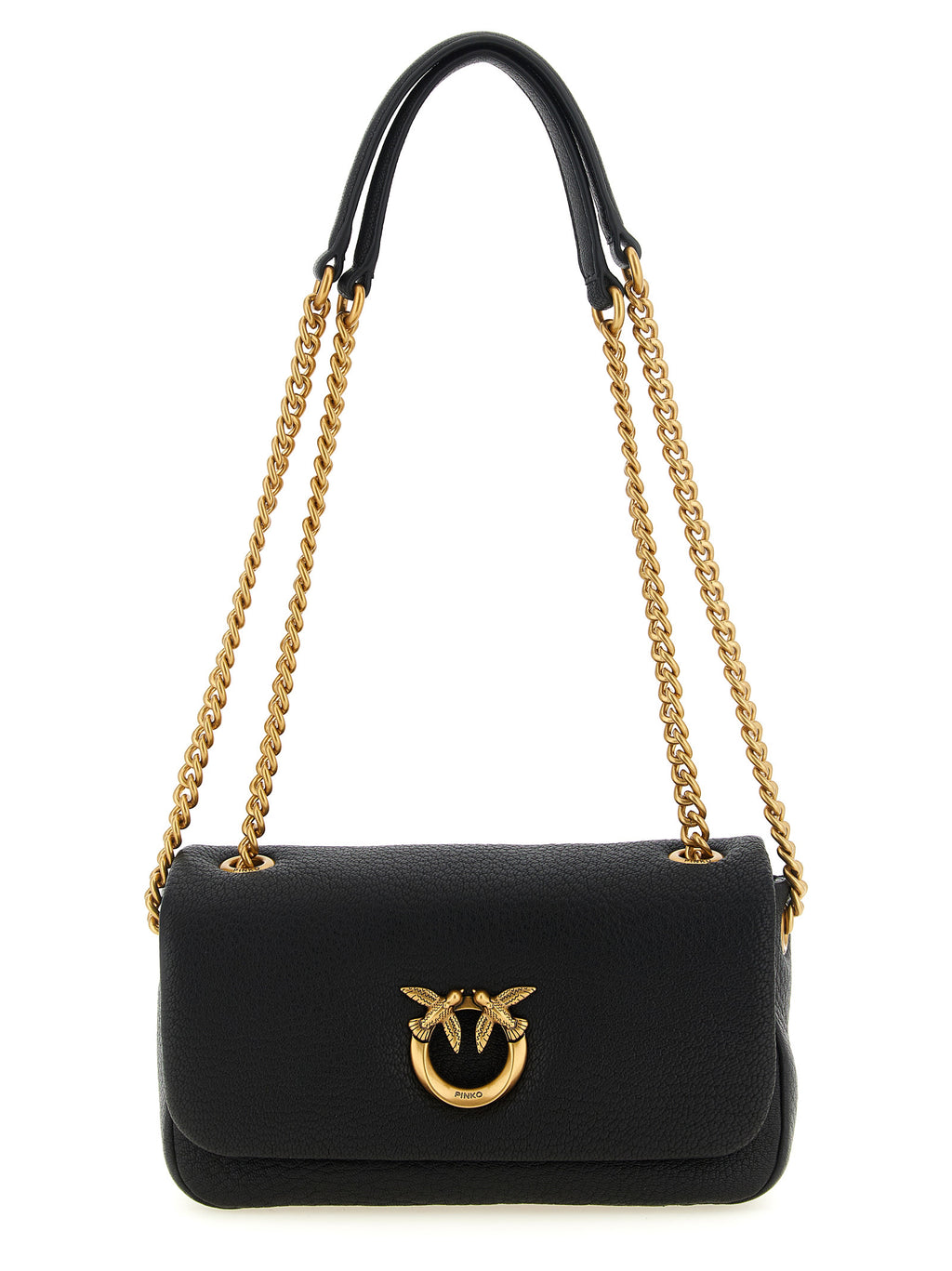 PINKO Black Lamb Leather Shoulder Bag