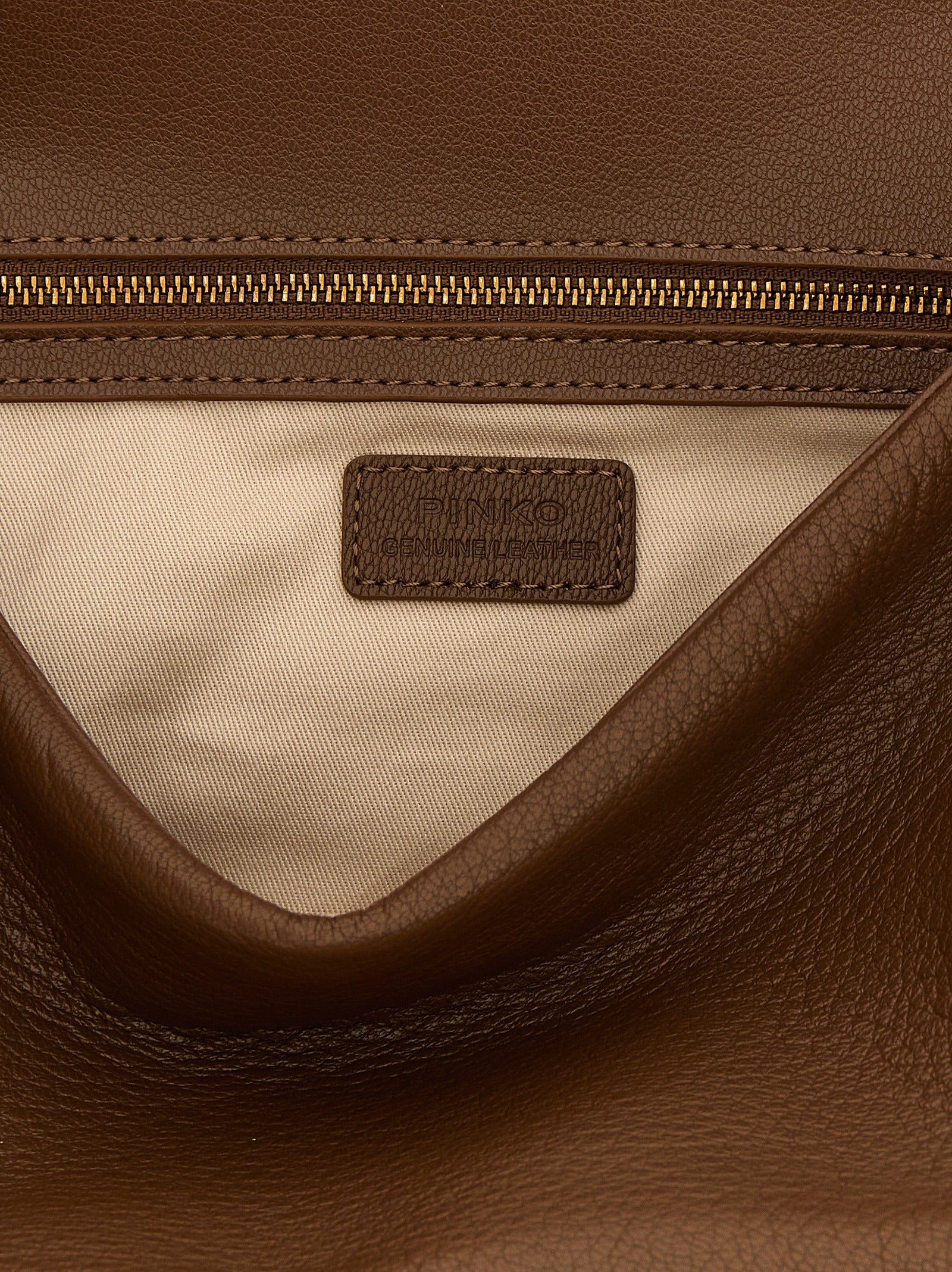 PINKO Brown Lamb Leather Shoulder Bag
