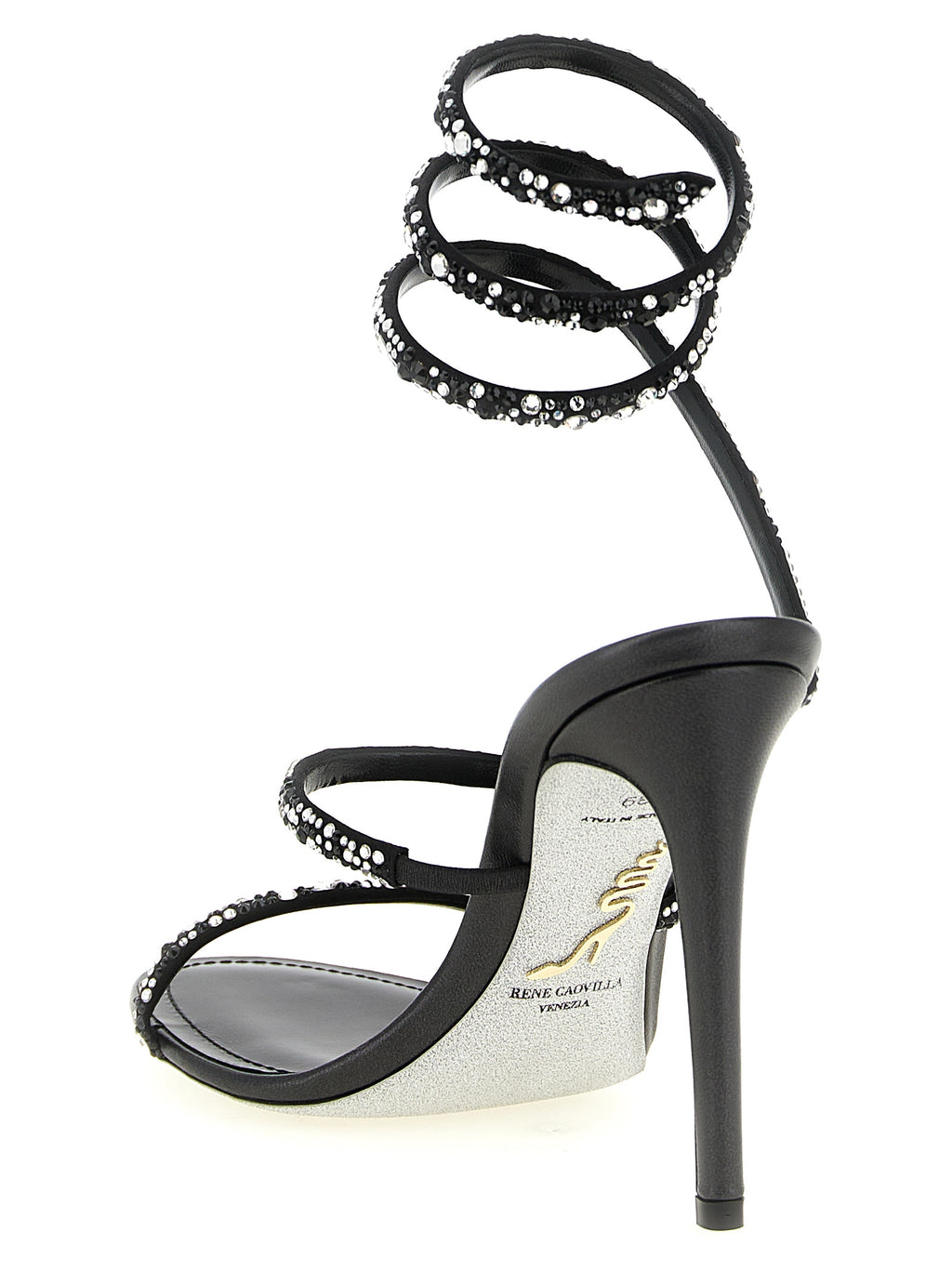 RENE CAOVILLA Bicolor Viscose Stiletto Heel Sandals