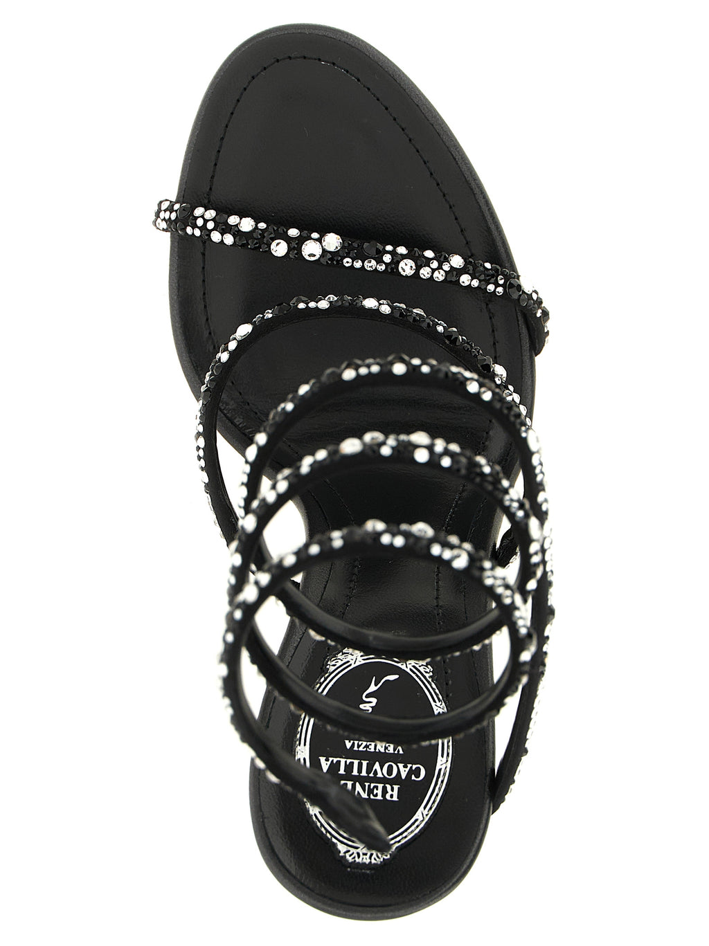 RENE CAOVILLA Bicolor Viscose Stiletto Heel Sandals