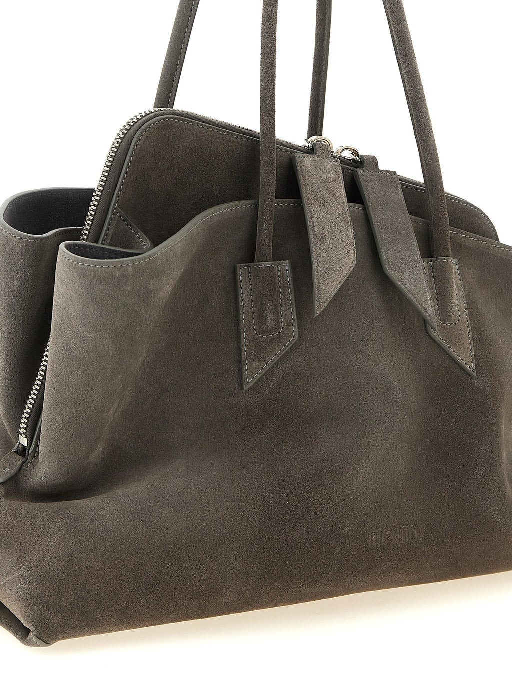 The Attico Gray Bovine Leather Shoulder Bag