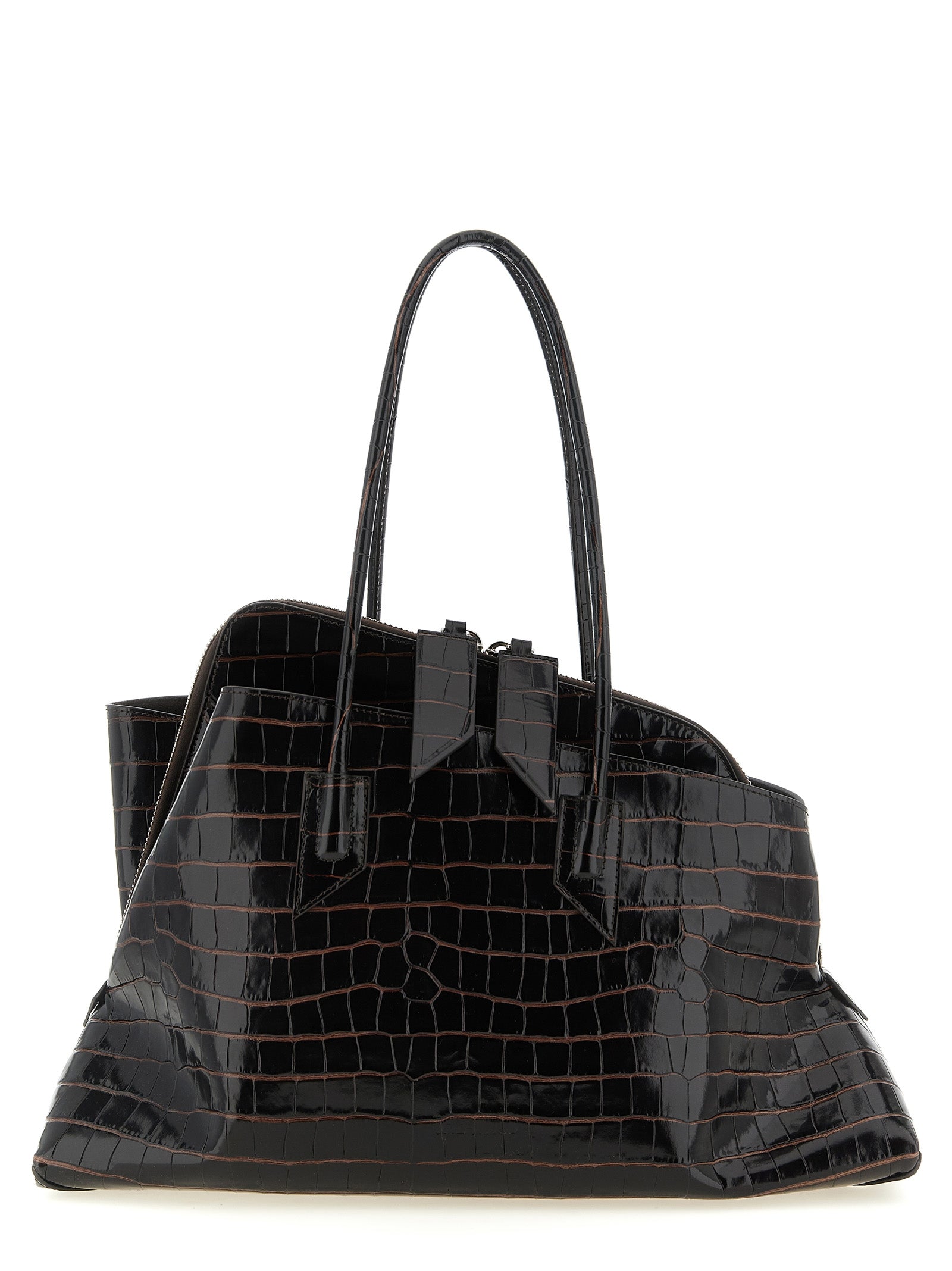 The Attico Brown Bovine Leather Shoulder Bag