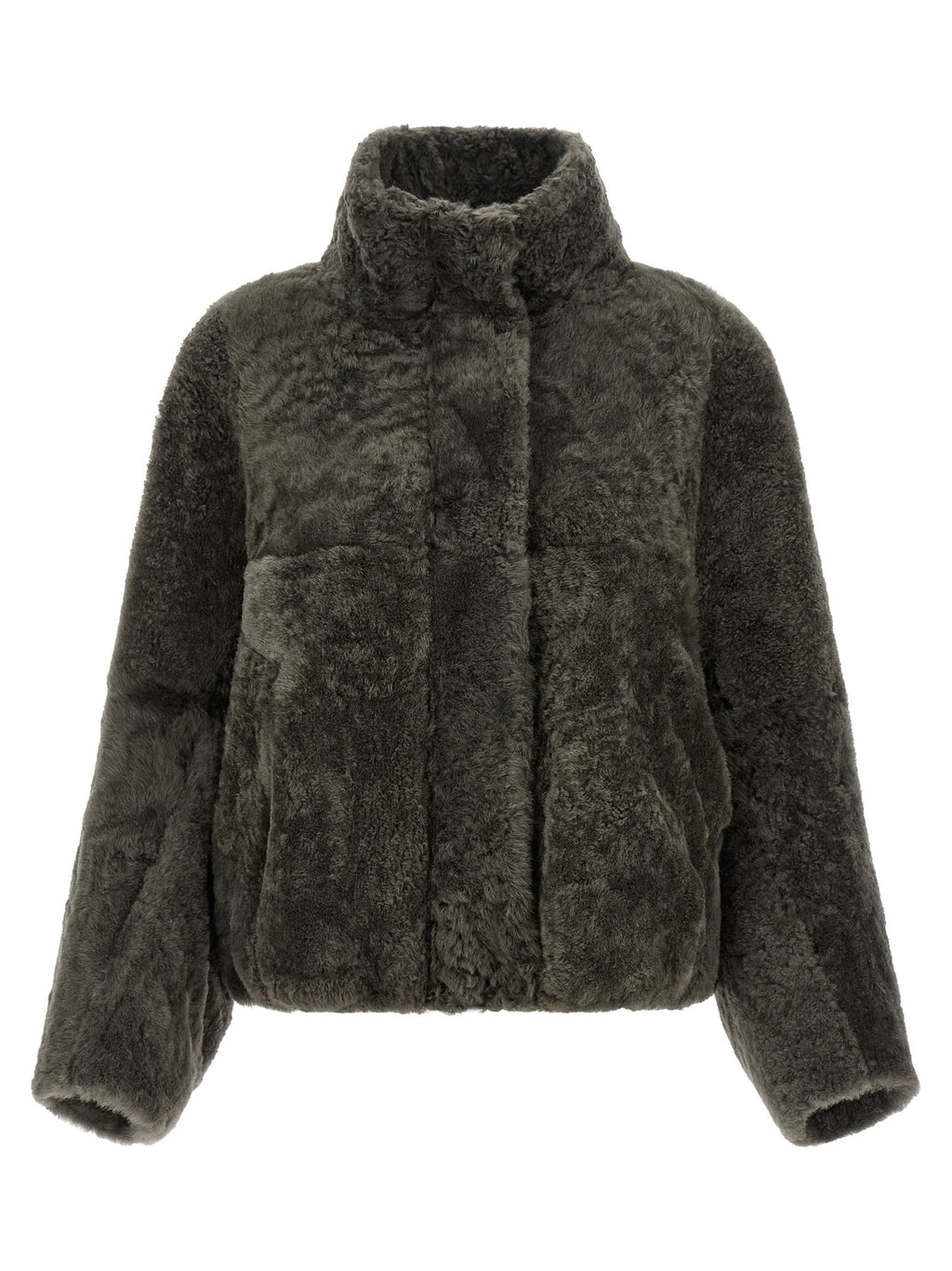 Brunello Cucinelli Gray Lamb Leather Jacket