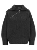 The Attico Gray Virgin Wool Cardigan
