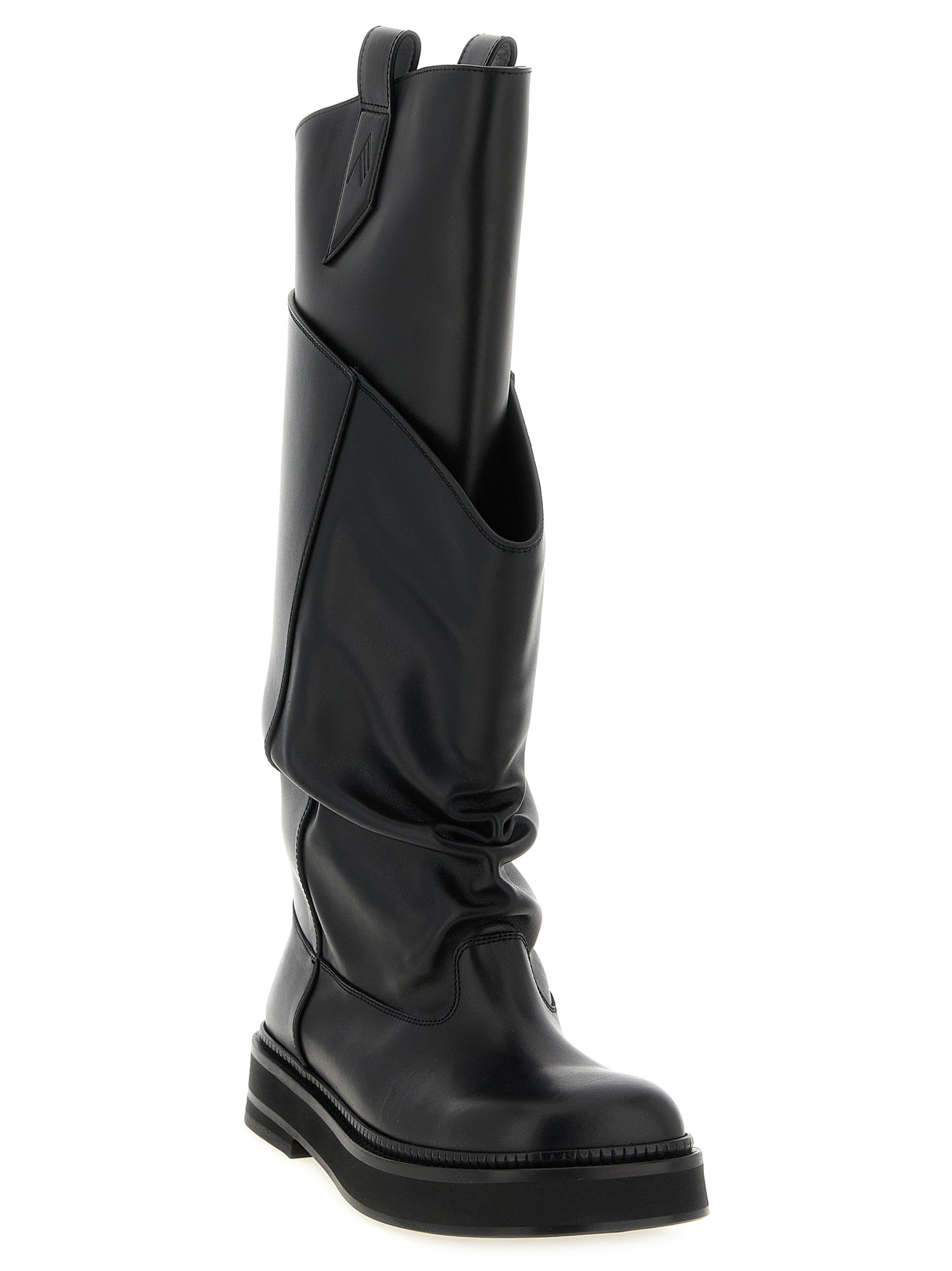 The Attico Black Calfskin Over The Knee