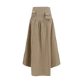 Ganni Corset-Detail Ruched Beige Midi Skirt