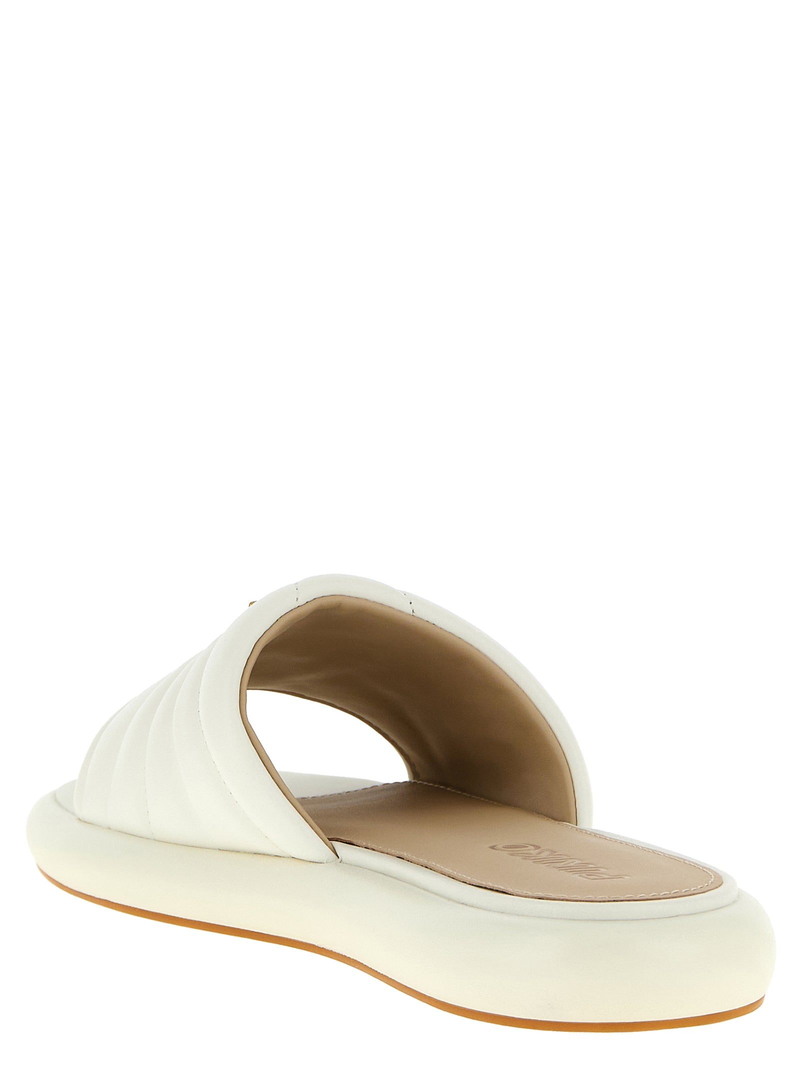 PINKO White Lambskin Slides