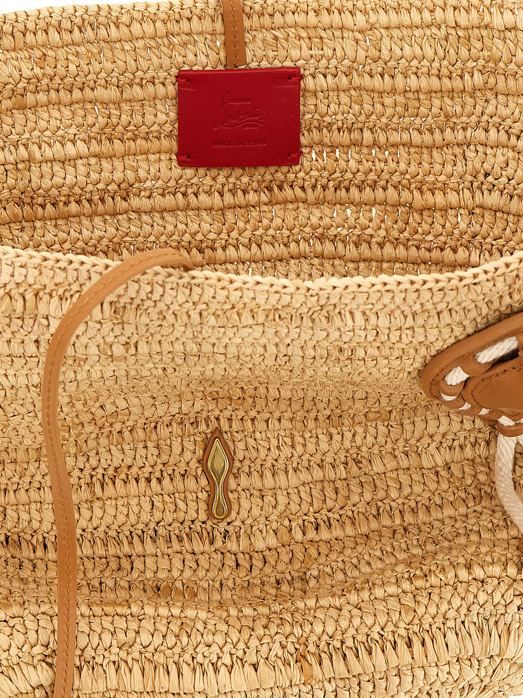 Christian Louboutin Beige Raffia Tote Bag