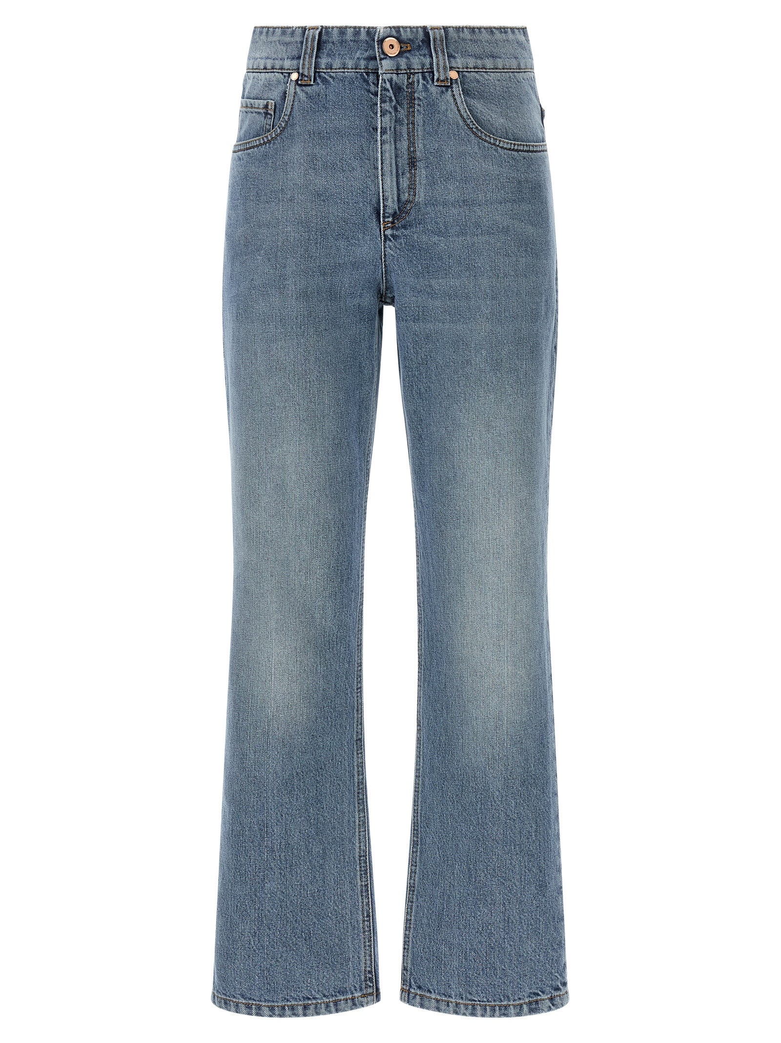 Brunello Cucinelli Blue Cotton Relaxed Fit Jeans