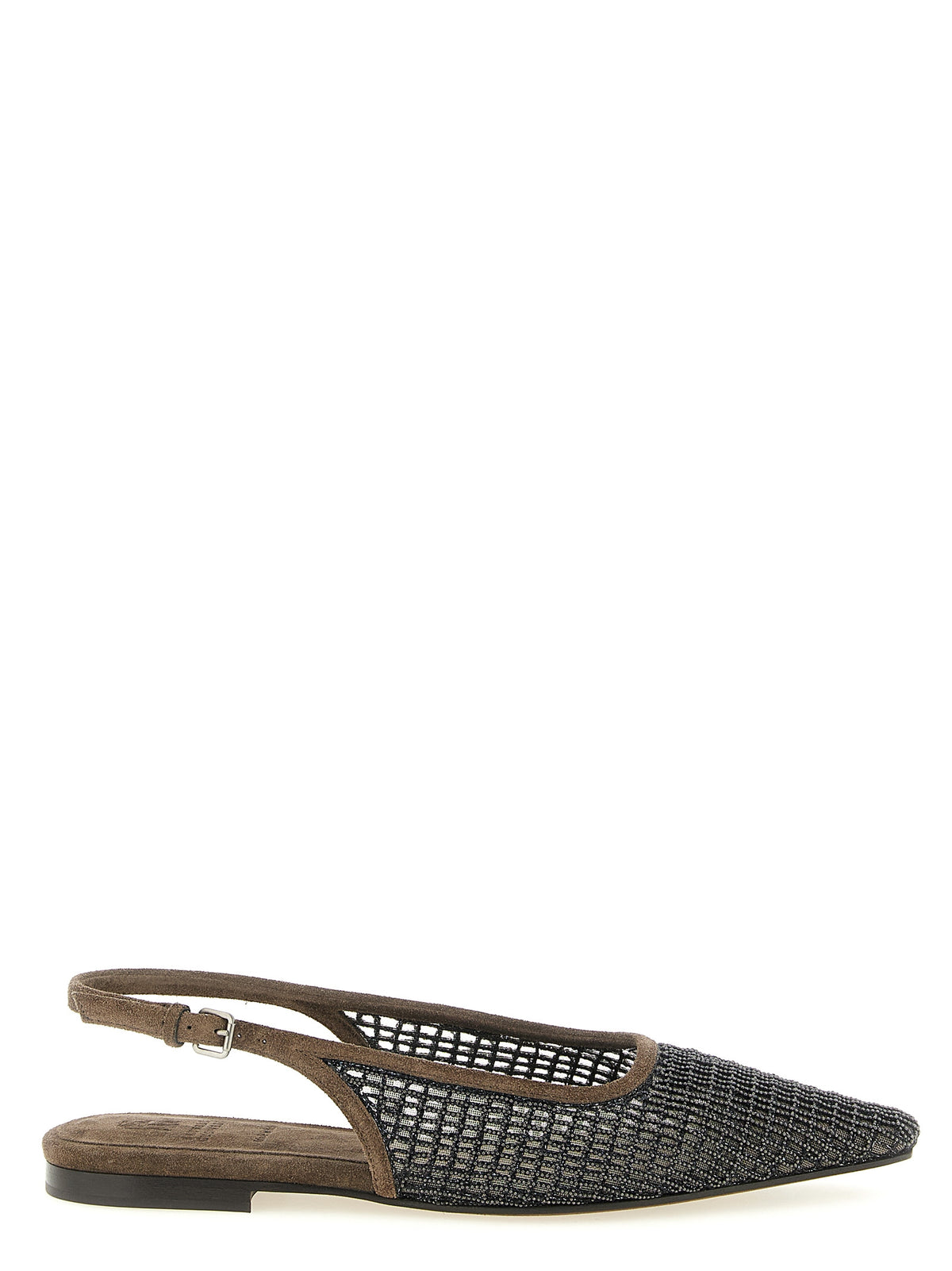 Brunello Cucinelli Monile-Embroidered Slingback Flats