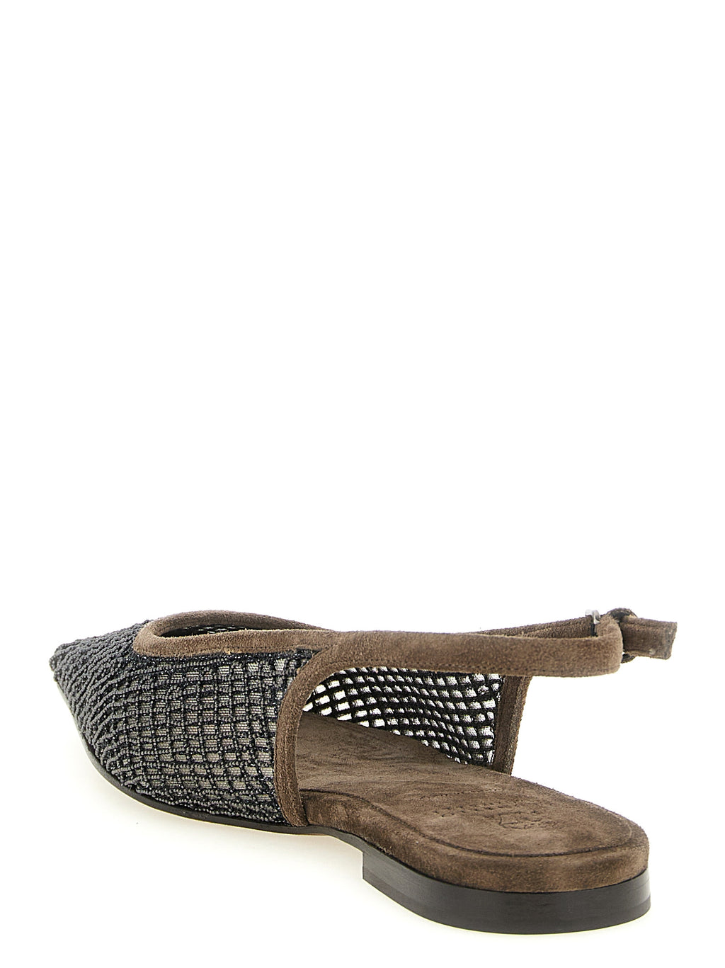 Brunello Cucinelli Monile-Embroidered Slingback Flats