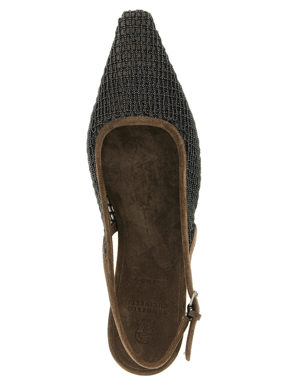 Brunello Cucinelli Monile-Embroidered Slingback Flats