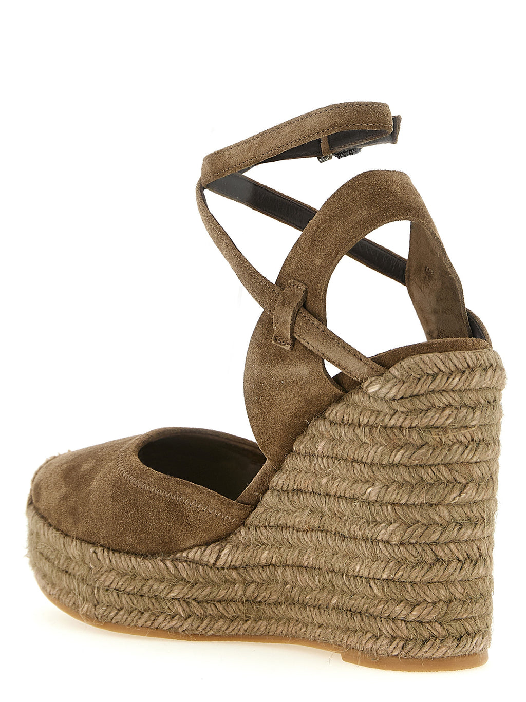 Brunello Cucinelli Brown Calfskin Wedge Sandals