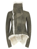 Rick Owens Gray Lamb Fur Leather Jacket