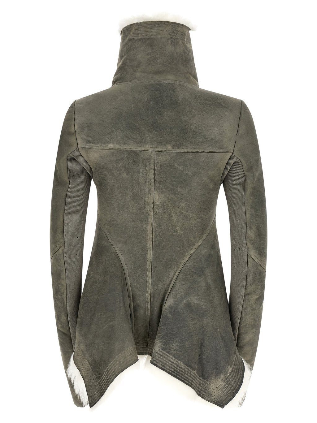Rick Owens Gray Lamb Fur Leather Jacket