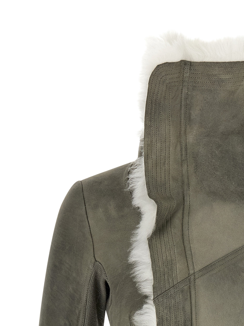 Rick Owens Gray Lamb Fur Leather Jacket