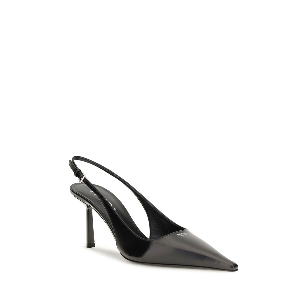 Prada Black Calf Leather Bos Taurus High Heel Pumps
