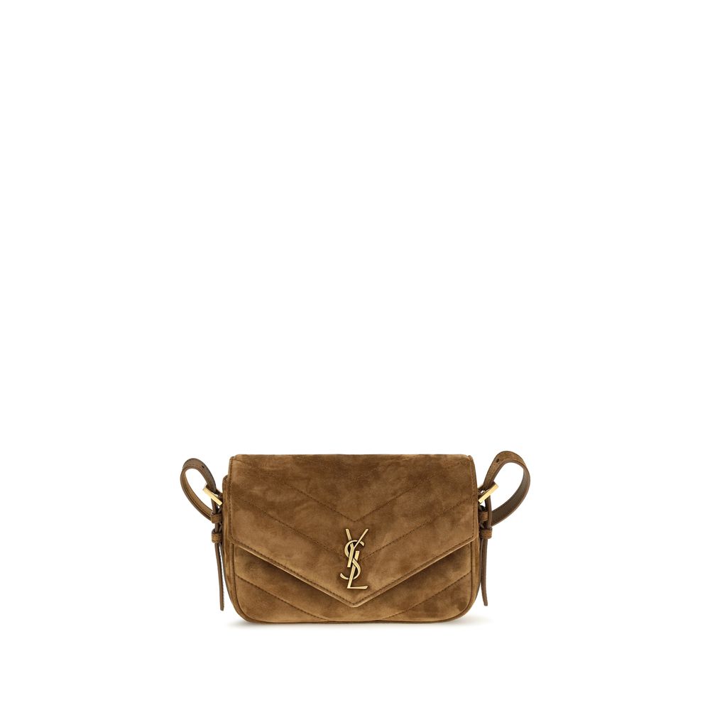 Saint Laurent Loulou Matelassé Brown Small Shoulder Bag