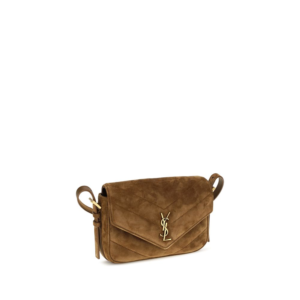 Saint Laurent Loulou Matelassé Brown Small Shoulder Bag