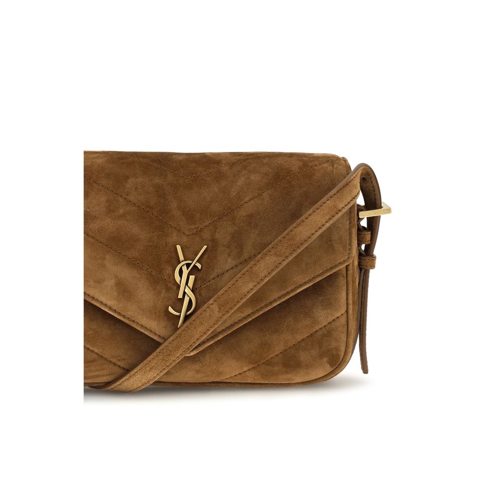 Saint Laurent Loulou Matelassé Brown Small Shoulder Bag