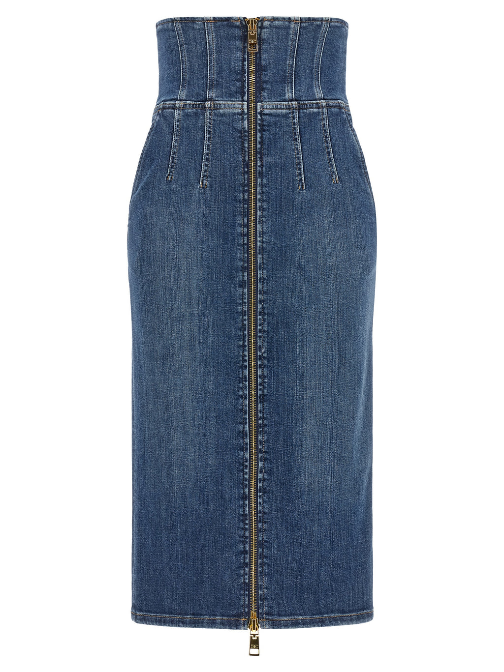 Elisabetta Franchi Corset-Inspired High-Waisted Midi Skirt