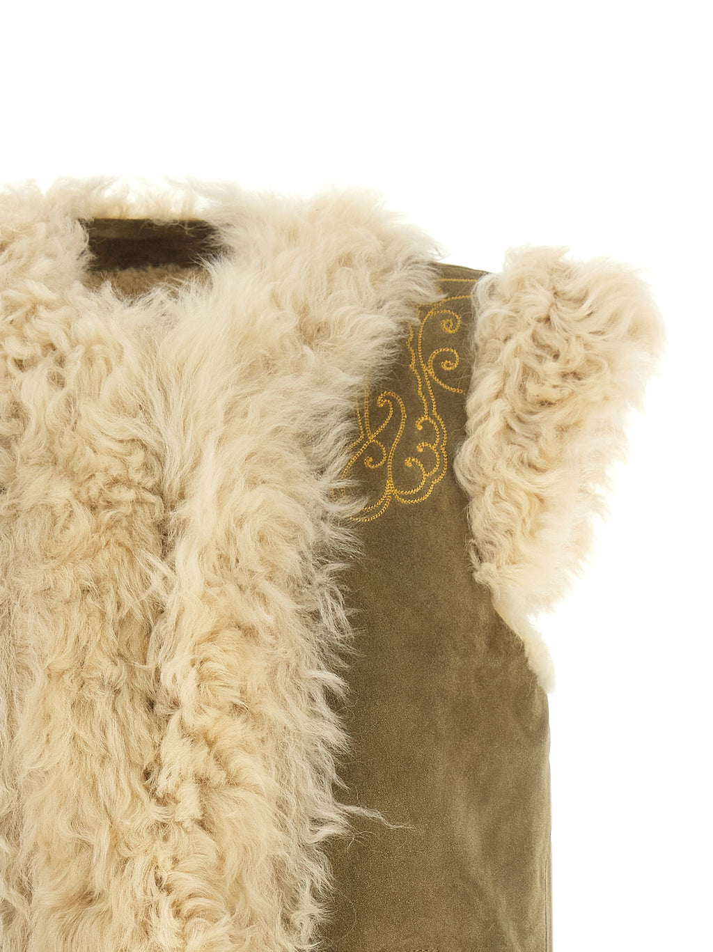 Etro Beige Fur Sleeveless Jacket