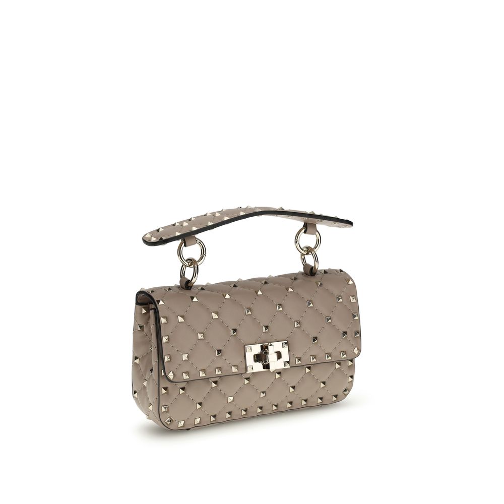 Valentino Garavani Rockstud Spike Beige Mini Top Handle Bag