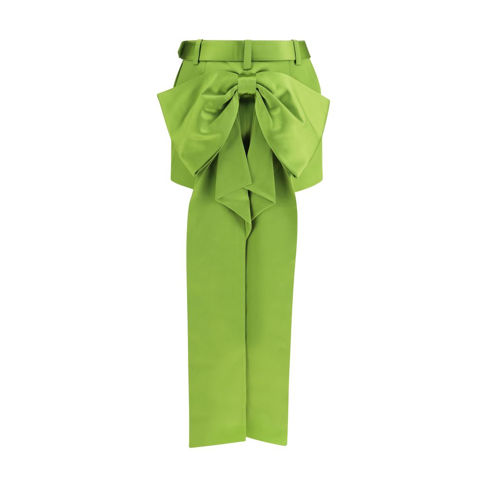 Self-Portrait Satin Bow Green Mini Skirt