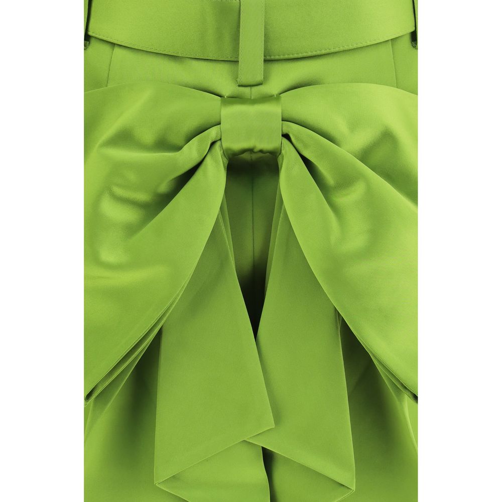 Self-Portrait Satin Bow Green Mini Skirt
