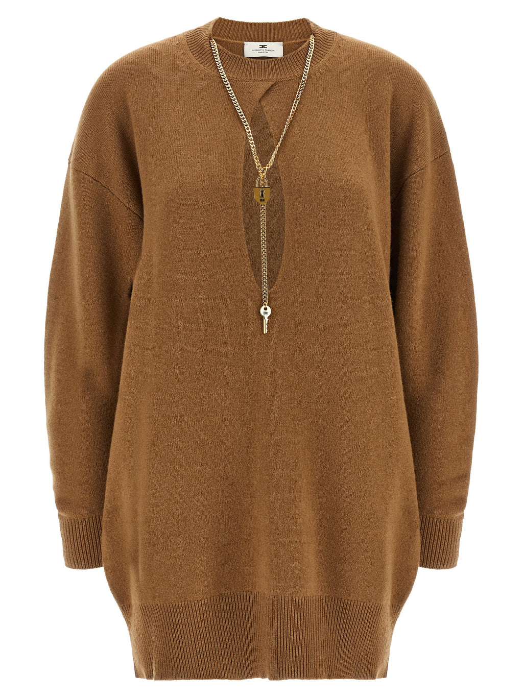 Elisabetta Franchi Brown Wool Mini Dress