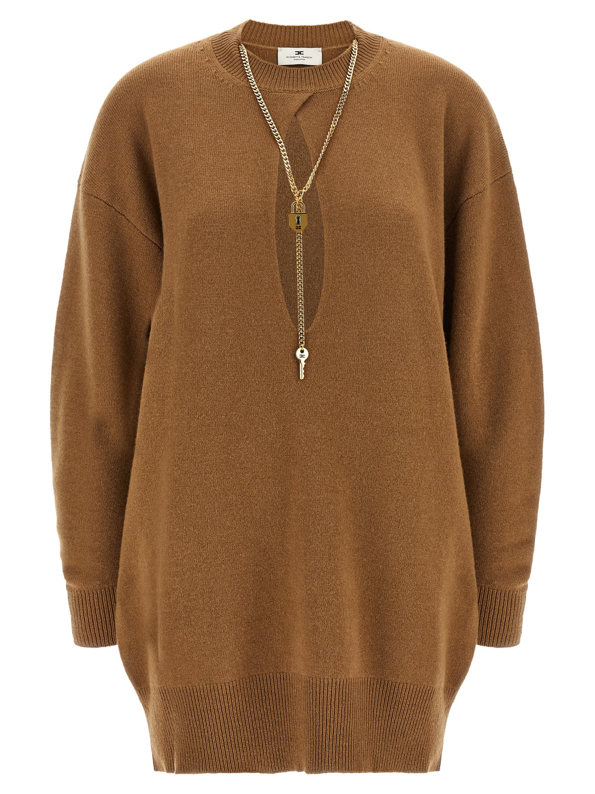 Elisabetta Franchi Brown Wool Mini Dress