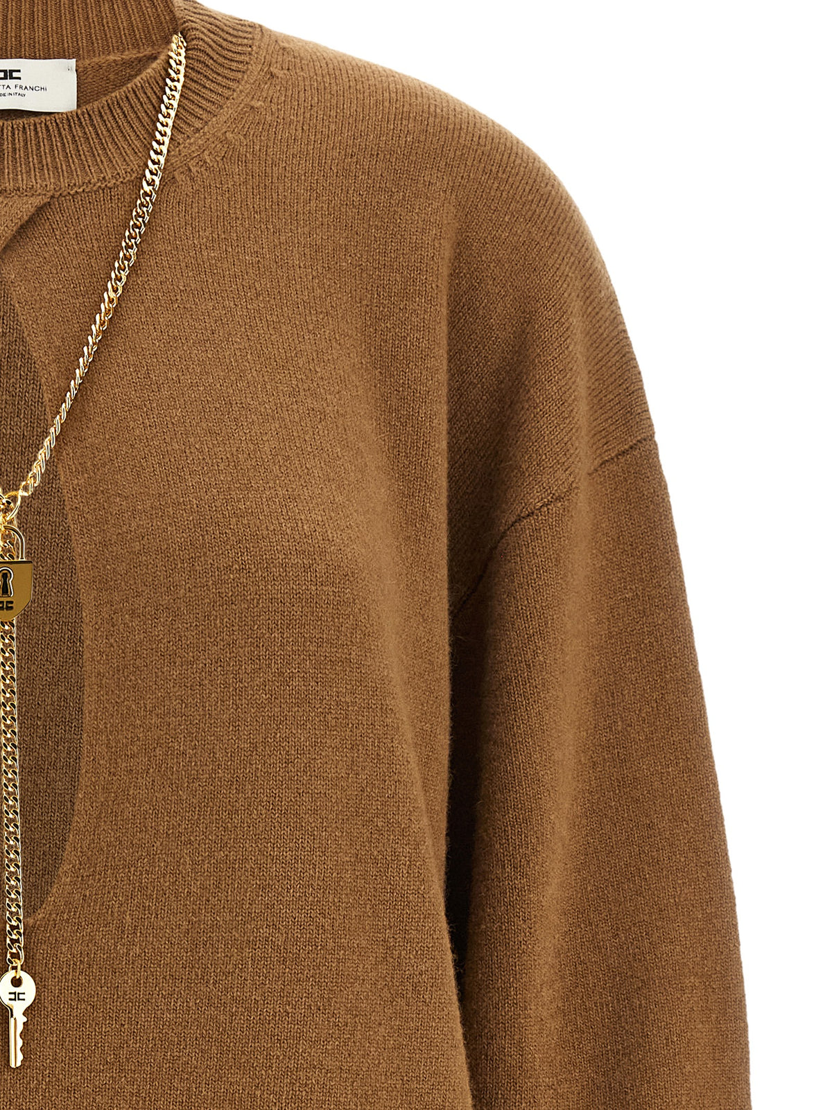 Elisabetta Franchi Brown Wool Mini Dress