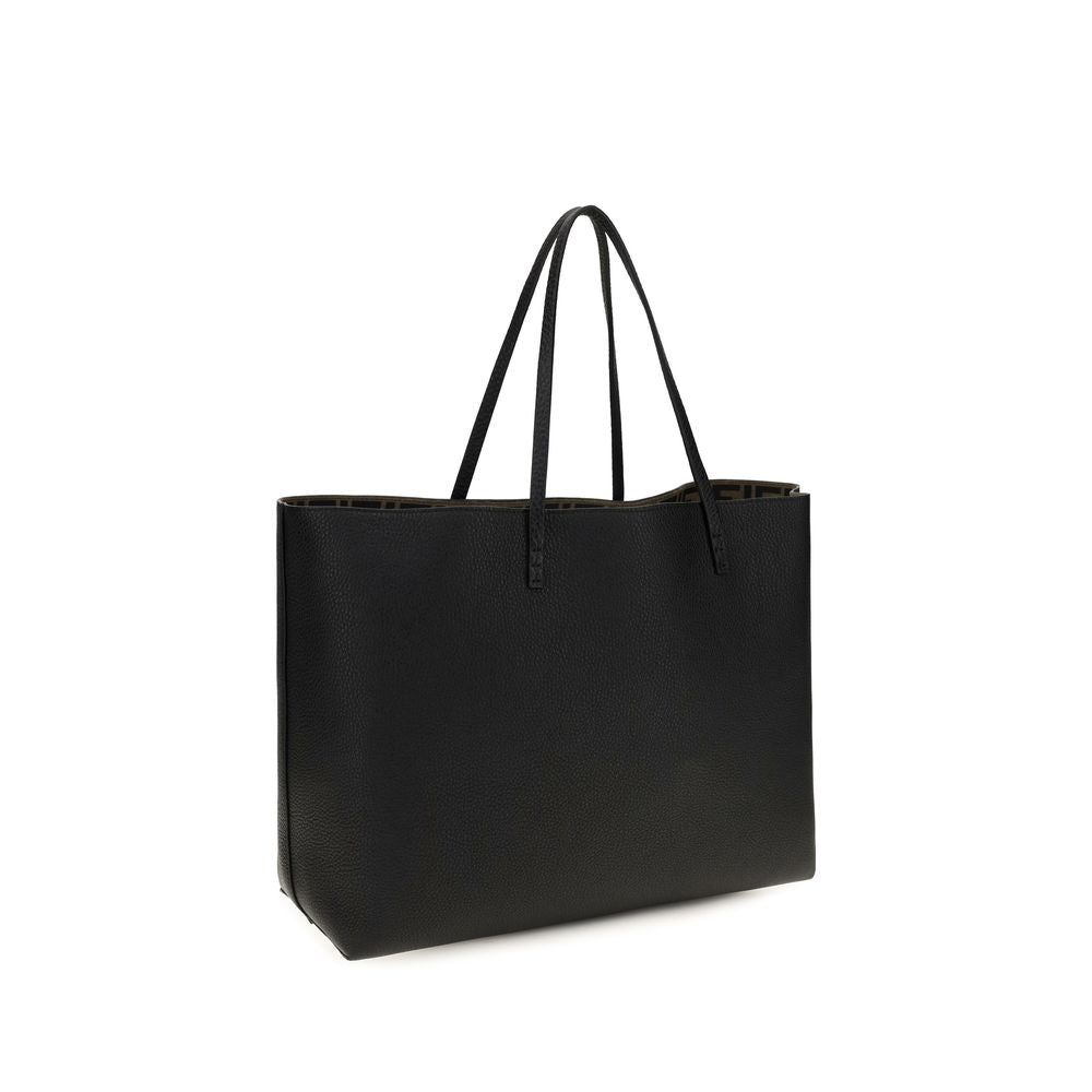 Fendi Roll Roman Black Medium Shopping Bag