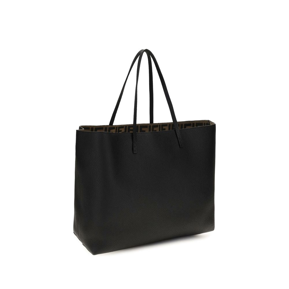 Fendi Roll Roman Black Medium Shopping Bag