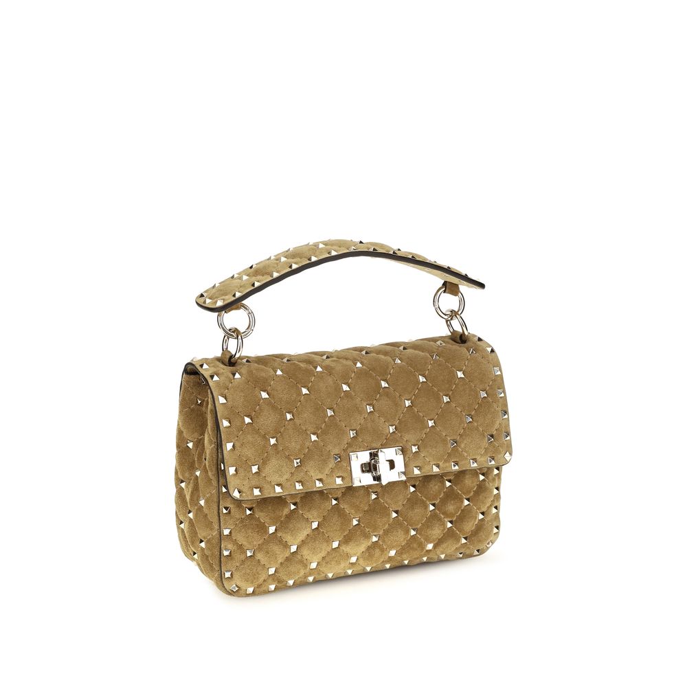 Valentino Garavani Rockstud Spike Tan Medium Top Handle Bag