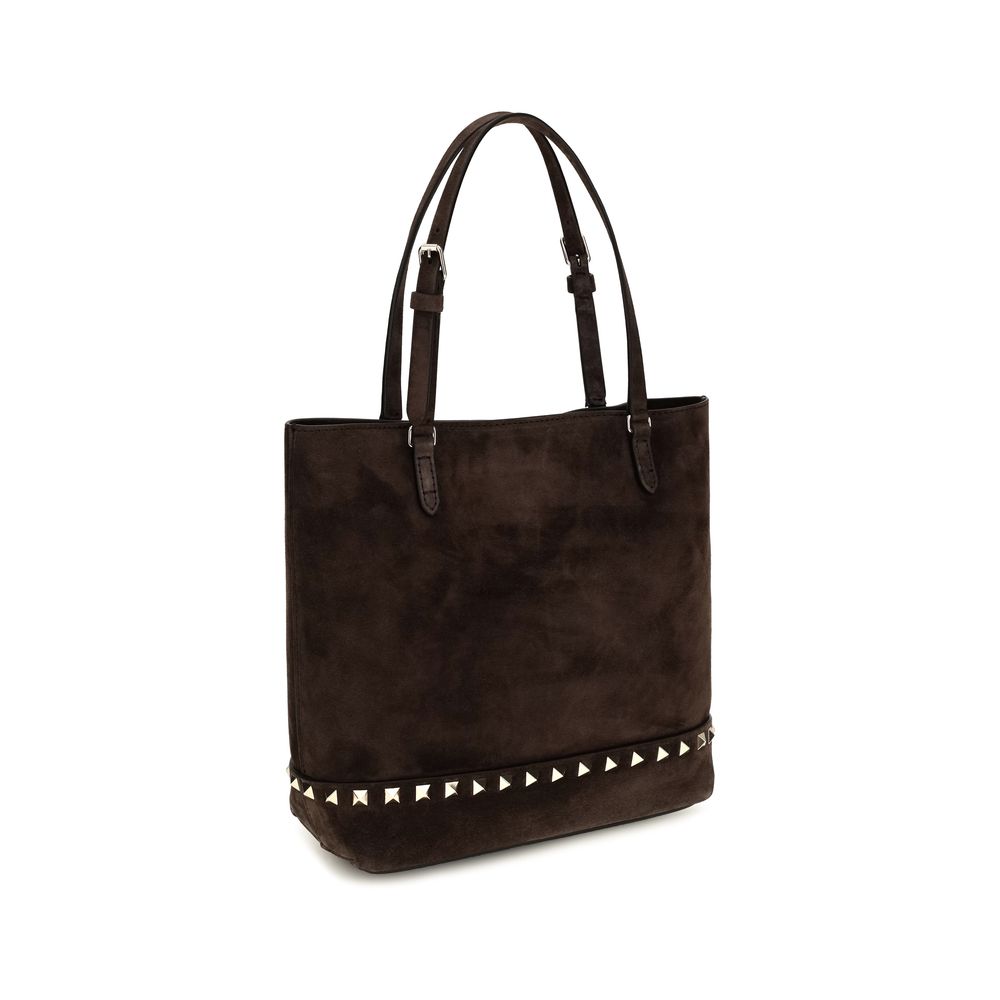 Valentino Garavani Rockstud Brown Small Tote Bag