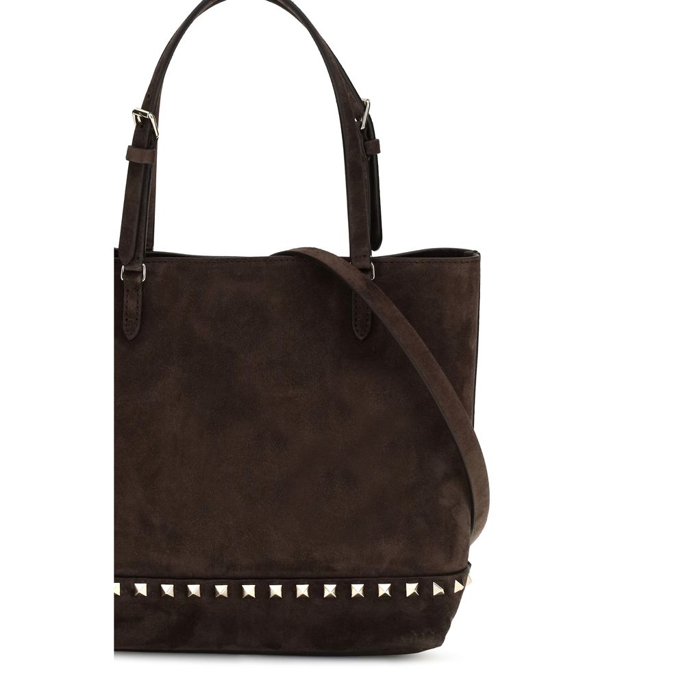 Valentino Garavani Rockstud Brown Small Tote Bag