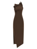 Coperni Brown Asymmetric Long Dress