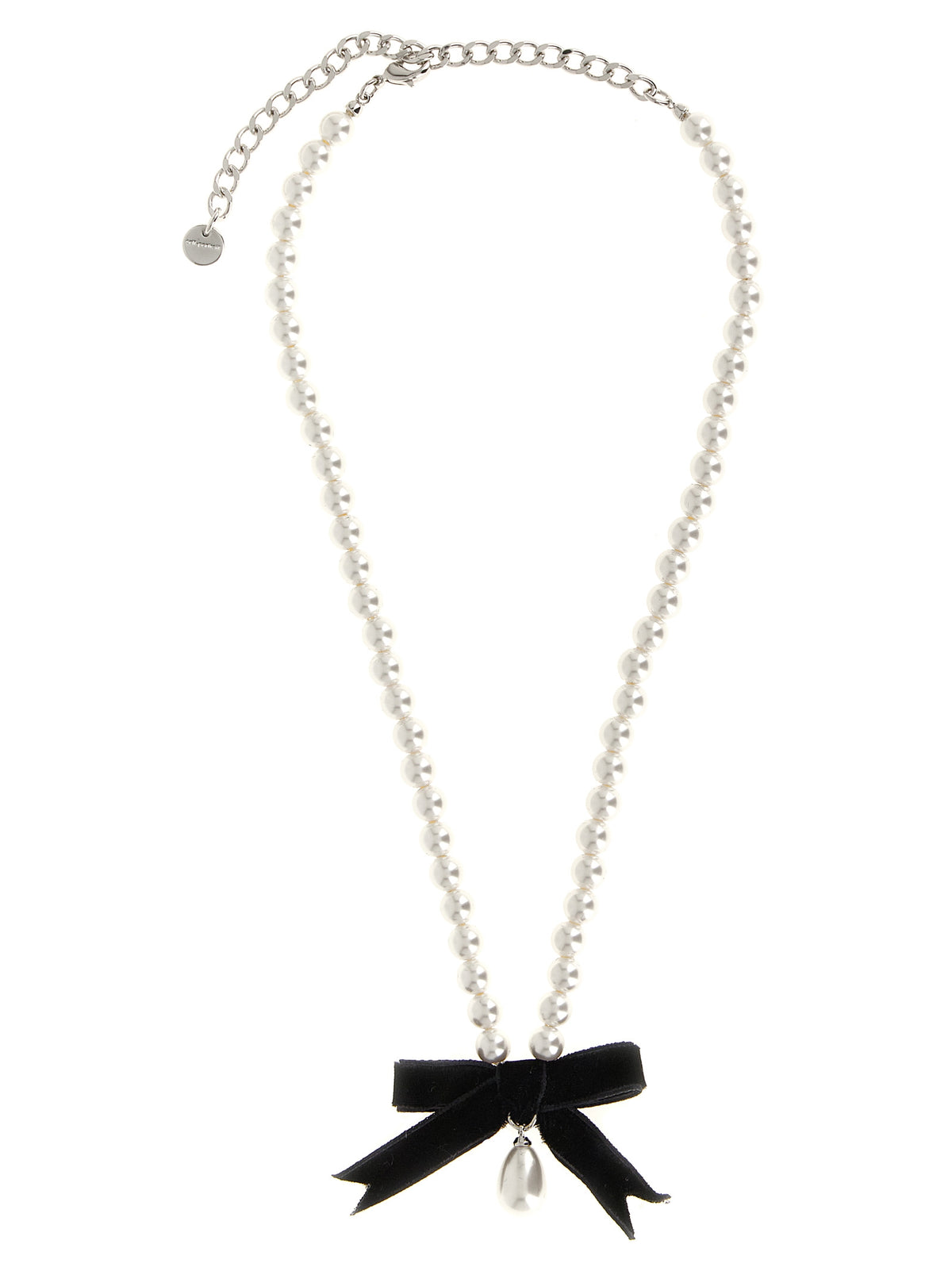 Self-Portrait Black Bow Pearl Necklace