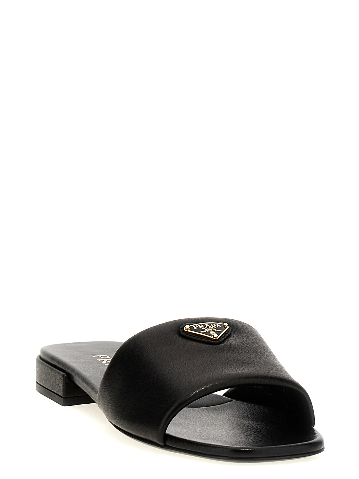 Prada Black Leather Slides